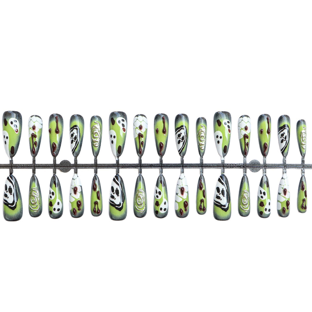 Artistic Press-On Nail Set with Unique Halloween Designs Kalsten