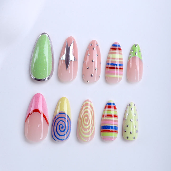 Artificial nails with creative geometric design Kalsten