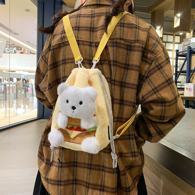 Plush Animal-Themed Drawstring Bag