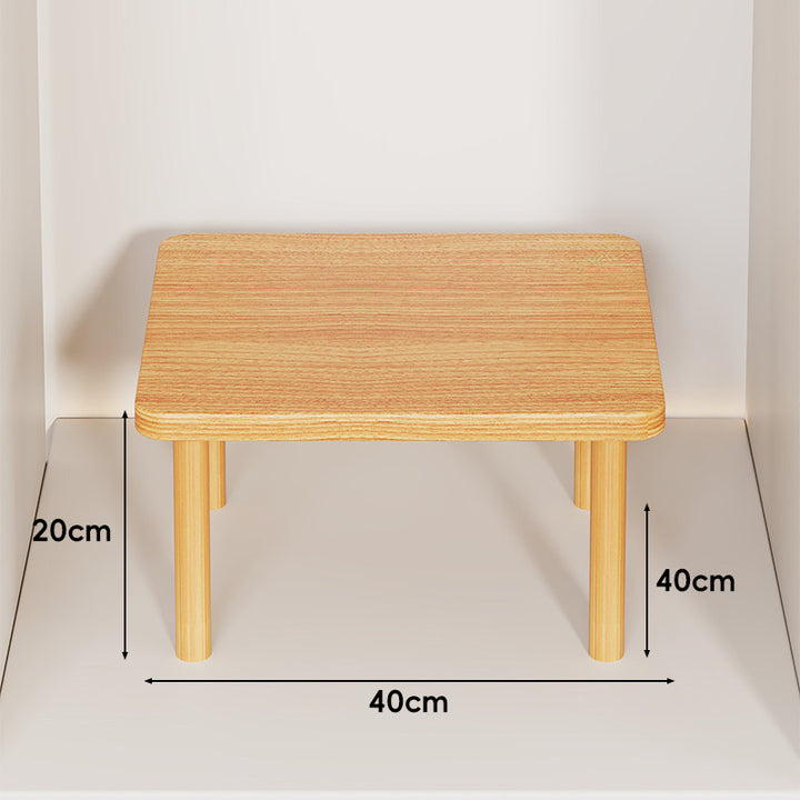 Height-Adjustable Rectangular Wooden Riser Table with Detachable Round Legs