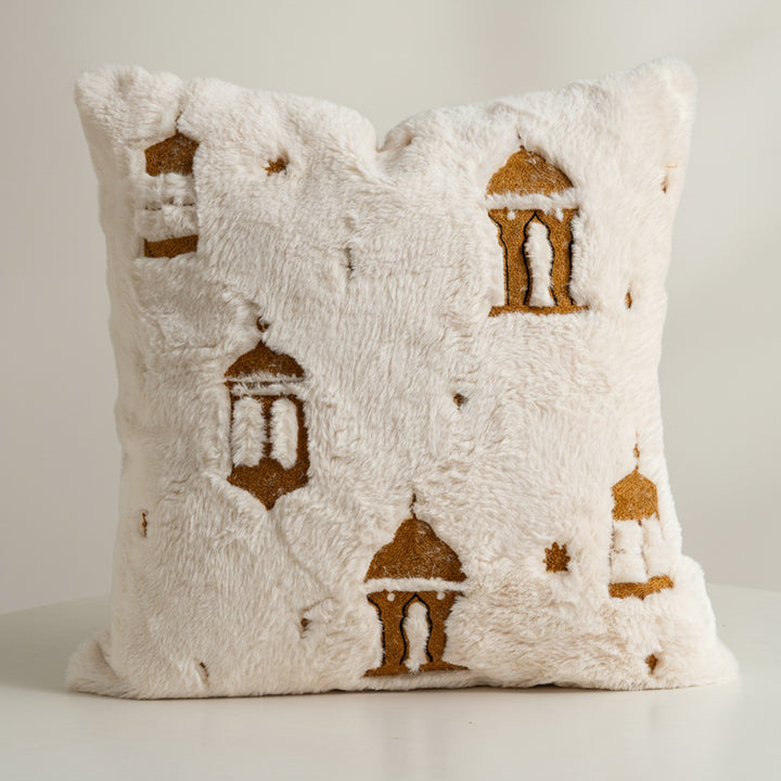 Luxurious decorative pillow cover made of faux fur with relief mandala motif Kalsten