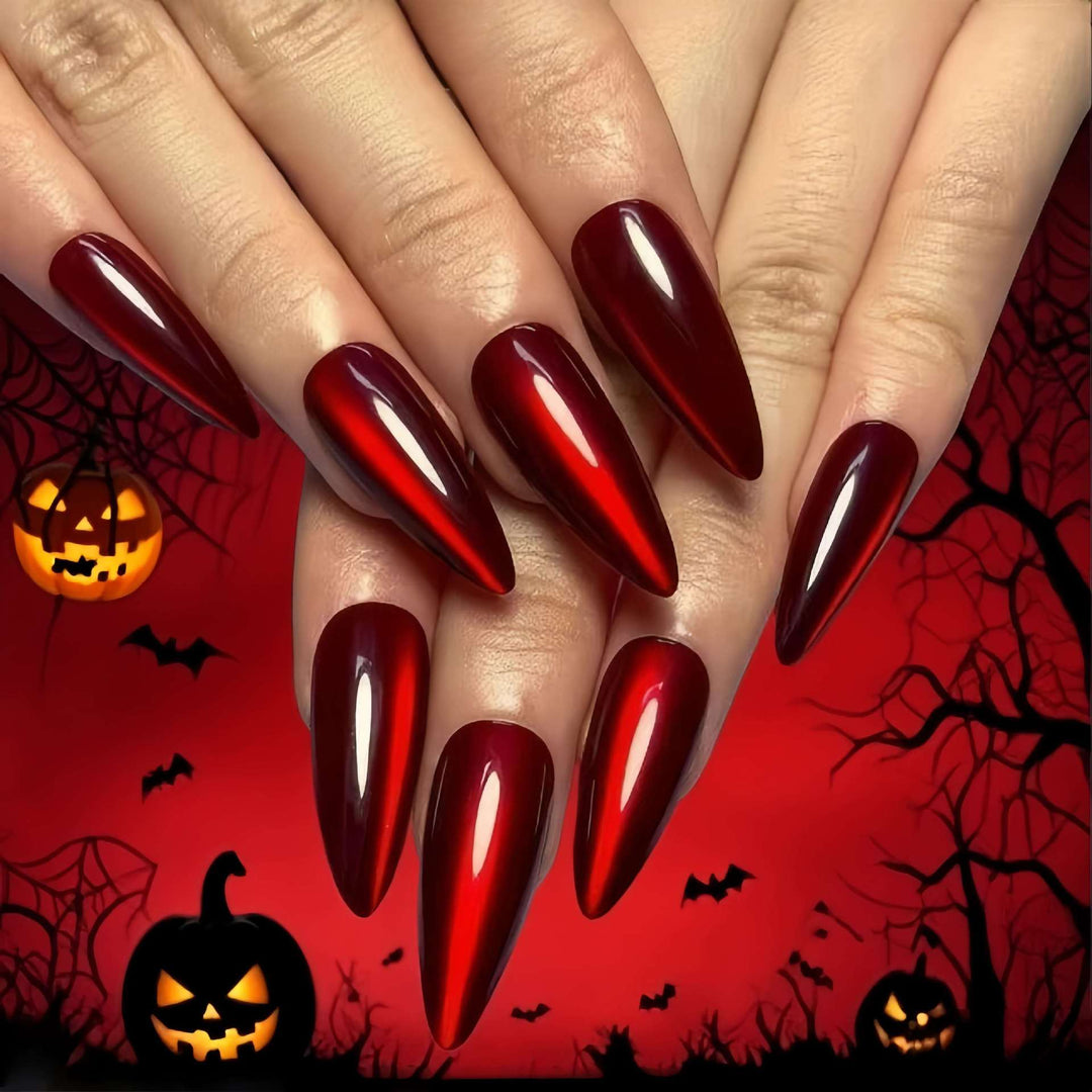 Glossy Pointed Stiletto Press-On Nails Kalsten