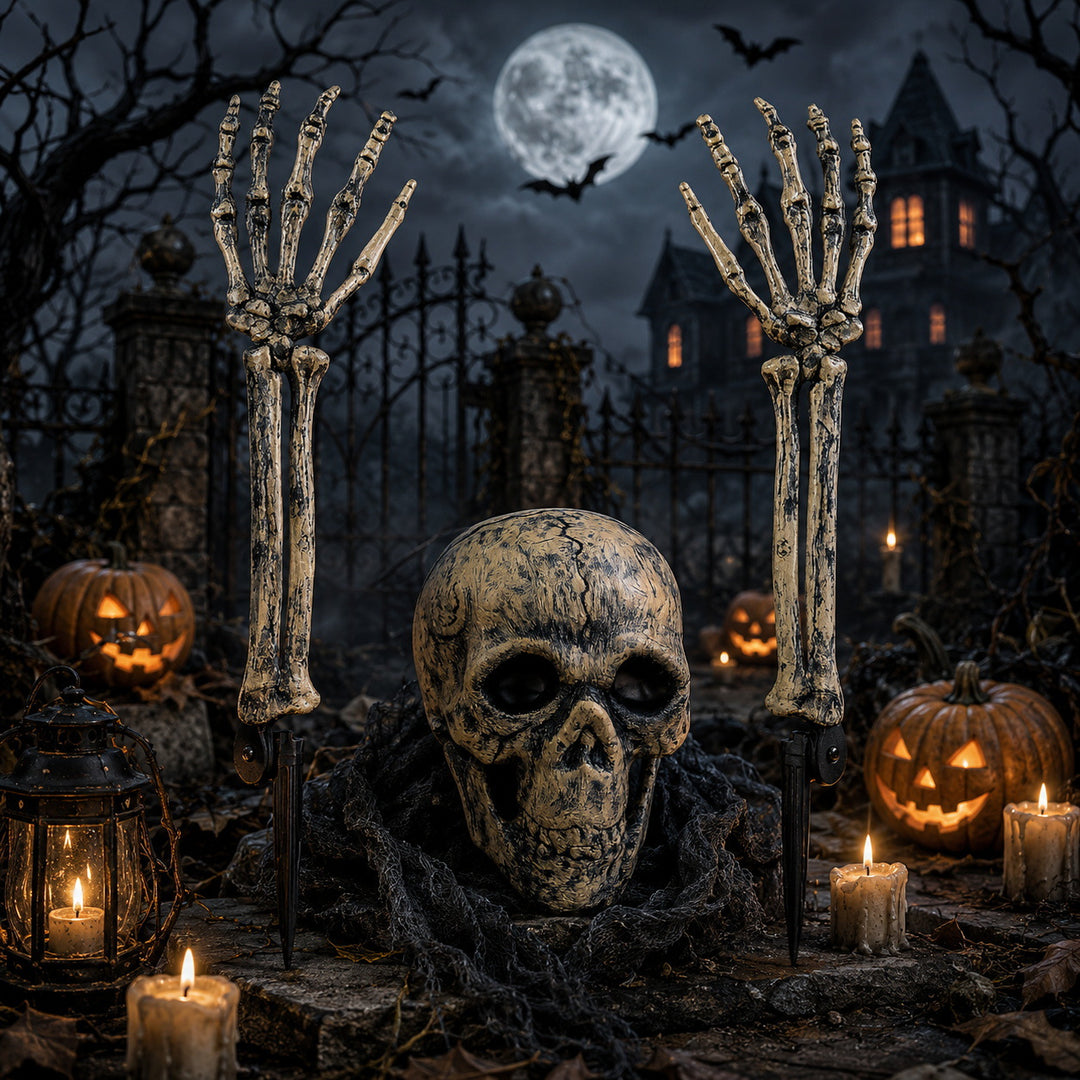 Creepy Halloween decor skeleton tree trunks Kalsten