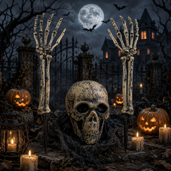 Creepy Halloween decor skeleton tree trunks Kalsten