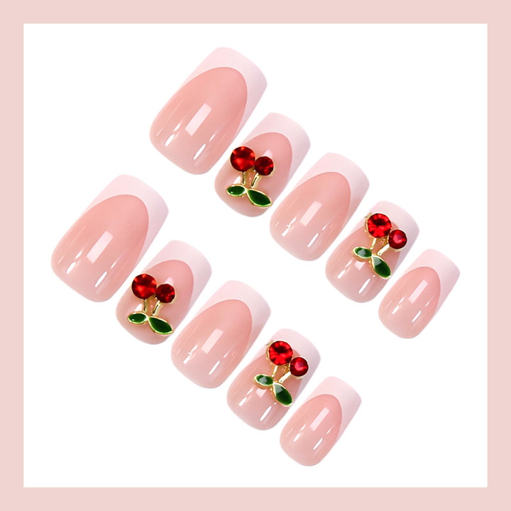 Artificial nail set with cheerful cherry motifs Kalsten