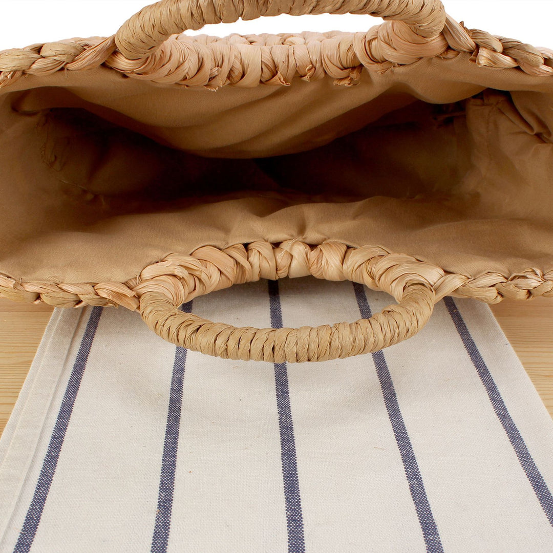Tote bag made of handmade natural material with elegant round handle Kalsten