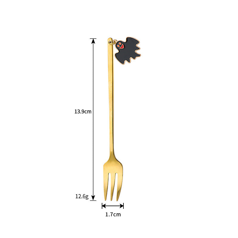 Long Bar Spoon Cocktail Stirring Spoon made of Stainless Steel with Halloween Ghost Design