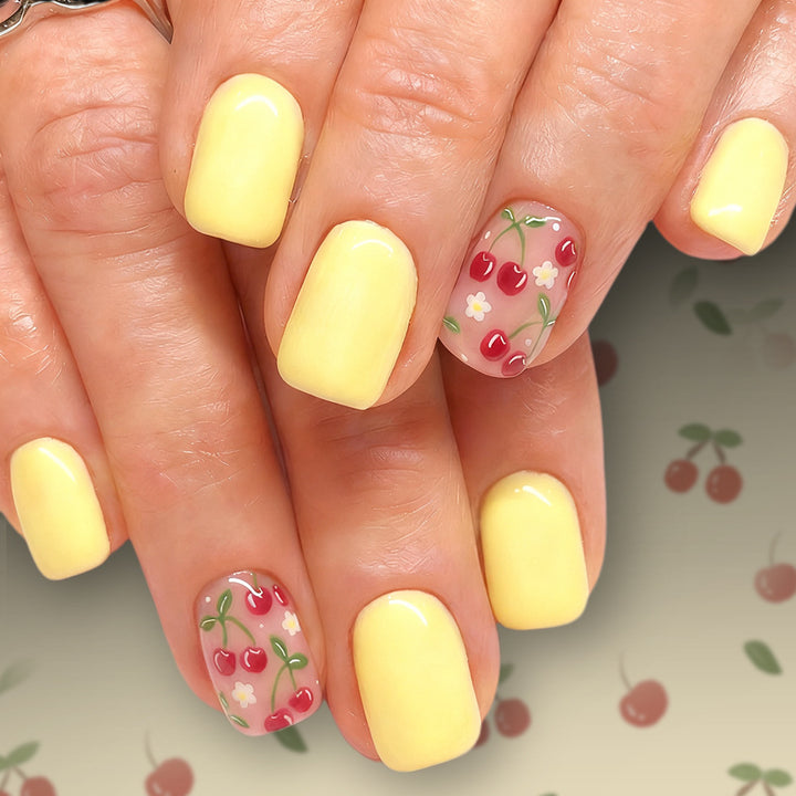 Artistic Cherry-Themed Gel Nail Art Kalsten