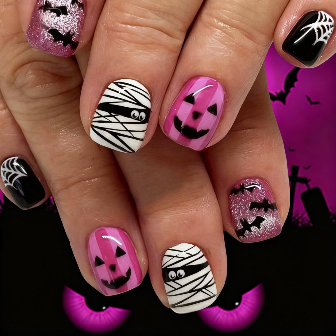 Artificial Nail Set with Colorful Flower Patterns Kalsten