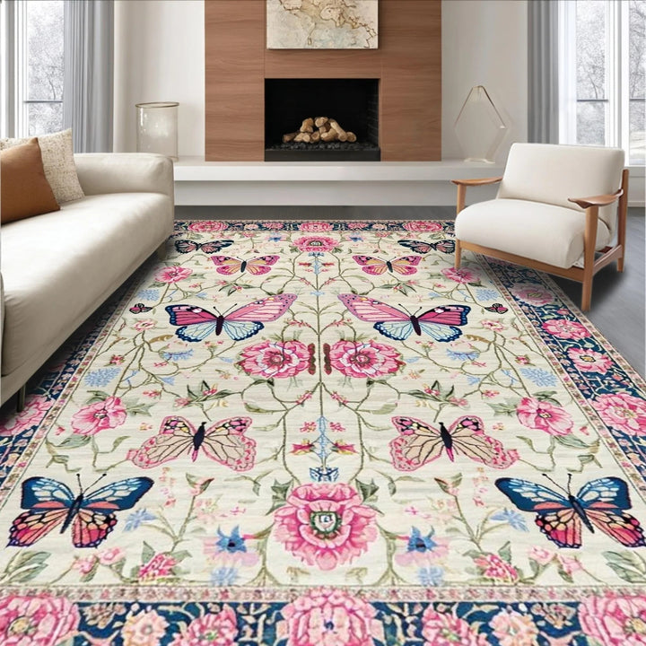 Plush Cherry-Patterned Area Rug