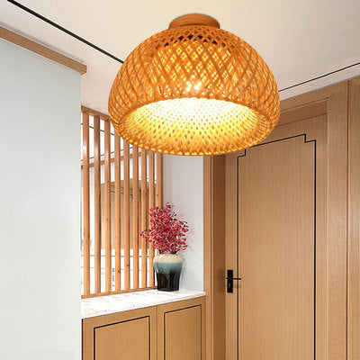 Woven Bamboo Pendant Light Fixture