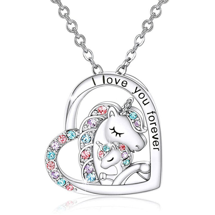 Unicorn Family Heart Pendant Necklace Kalsten