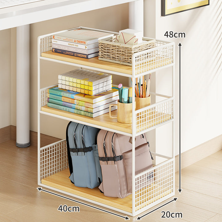 Slim Three-Tier Rolling Mesh Storage Cart with Locking Casters and Ventilated Shelves