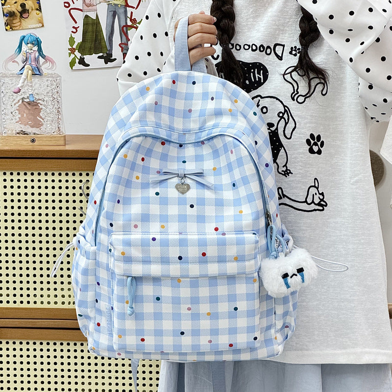 Playful Checked Pattern Backpack Kalsten