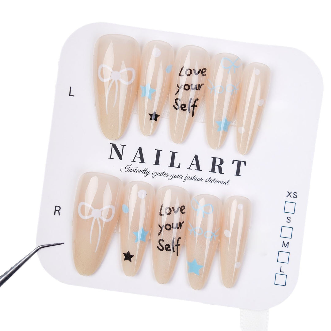 Decorative Press-On Nail Set with Whimsical Patterns Kalsten