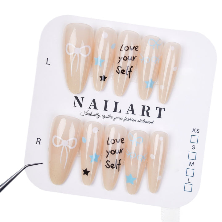 Decorative Press-On Nail Set with Whimsical Patterns Kalsten