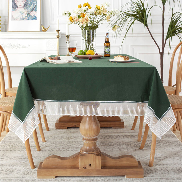 Elegant Lace Trimmed Table Cover
