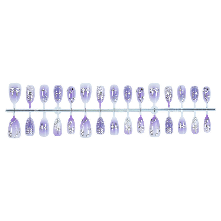 Artistic Press-On Nail Set with Elegant Floral Designs kalsten