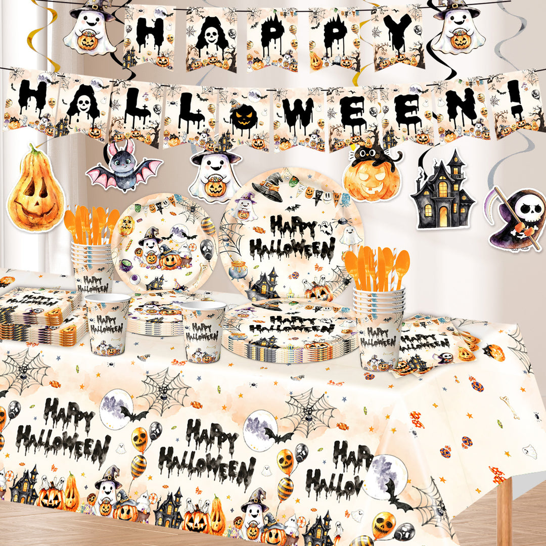Paper Napkin Set with Halloween Motifs and Detailed Print for Party Decoration