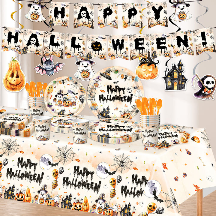 Paper Napkin Set with Halloween Motifs and Detailed Print for Party Decoration