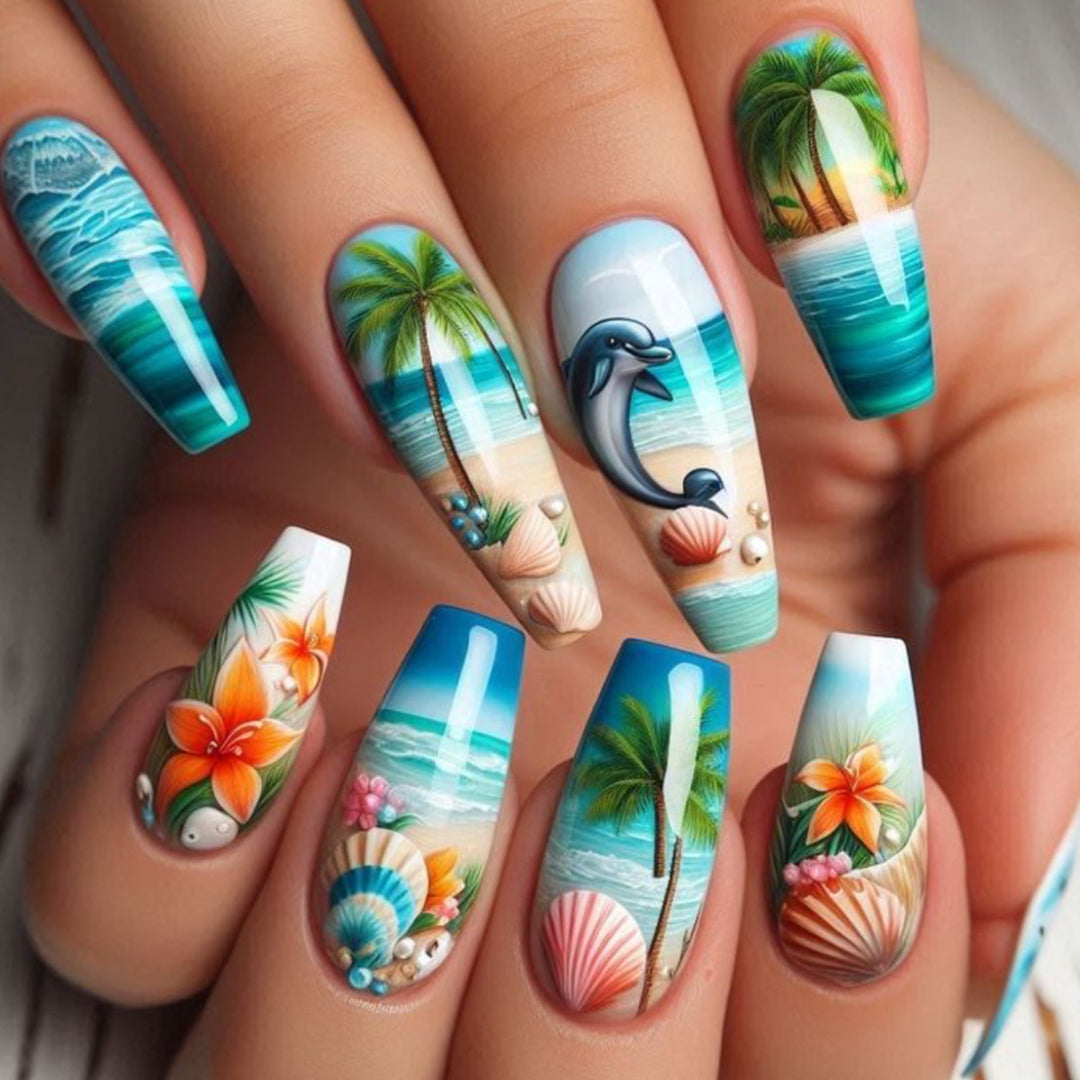 Ocean-Inspired 3D Nail Art Extensions Kalsten