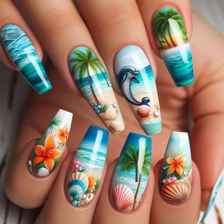 Ocean-Inspired 3D Nail Art Extensions Kalsten