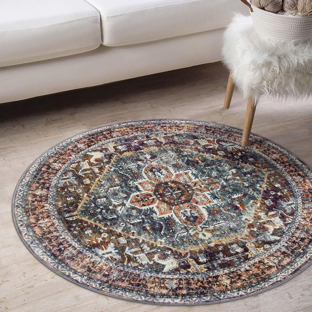 Round Vintage Pattern Area Rug