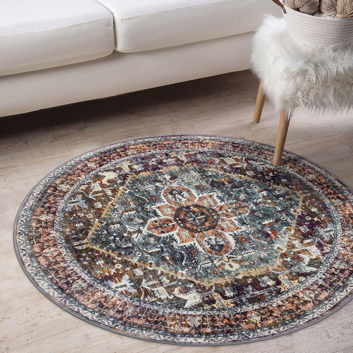 Round Vintage Pattern Area Rug