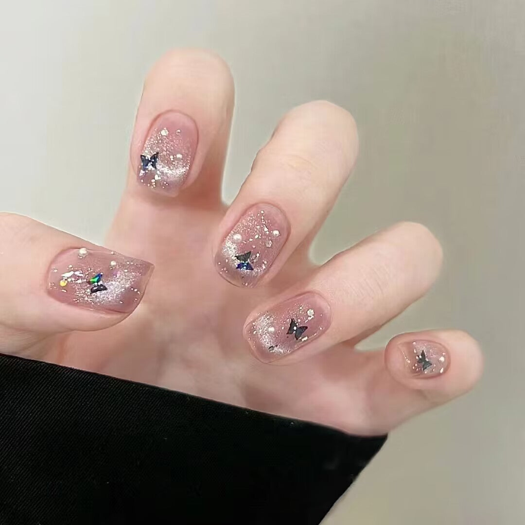 Artistic Glitter Butterfly Press-On Nails Kalsten