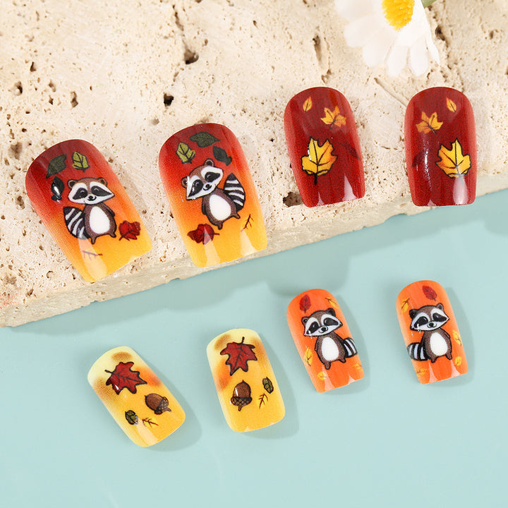 Artificial nails with autumnal animal and leaf patterns Kalsten