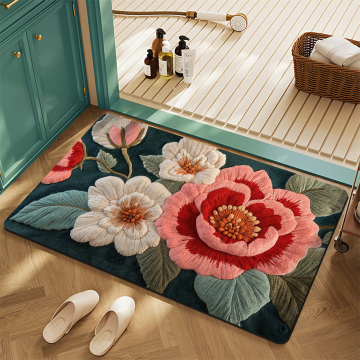 Floral Motif Bath Mat Kalsten