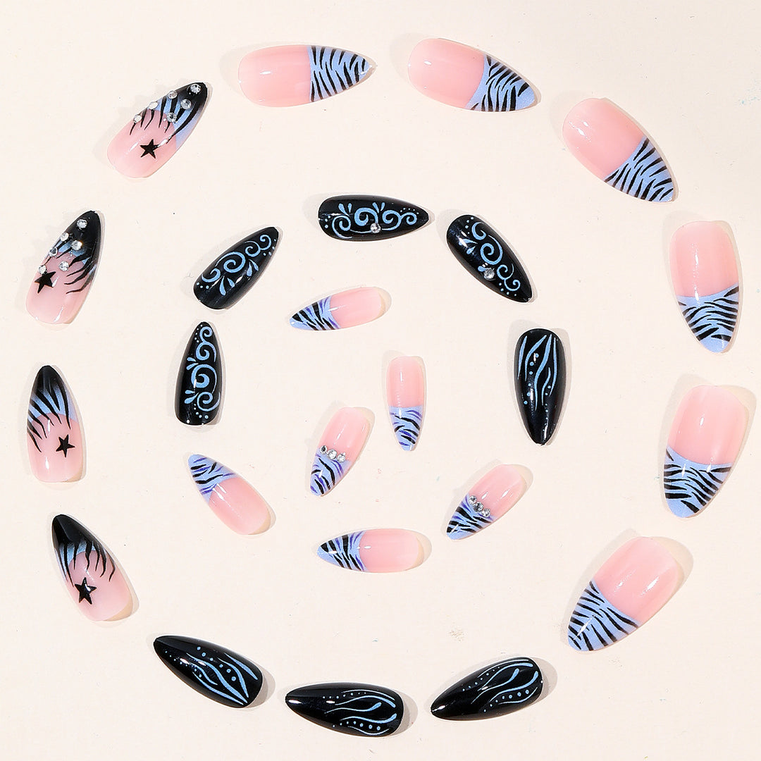Artistic Stiletto Nail Art Extensions with Rhinestone Accents Kalsten