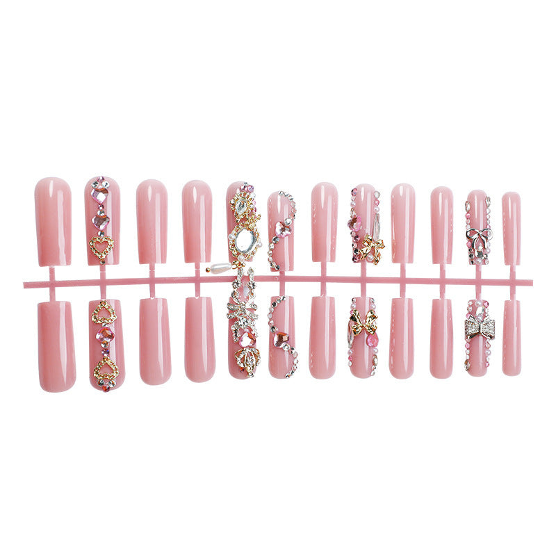 Decorative Press-On Nail Art Set with Glamorous Gem Accents kalsten