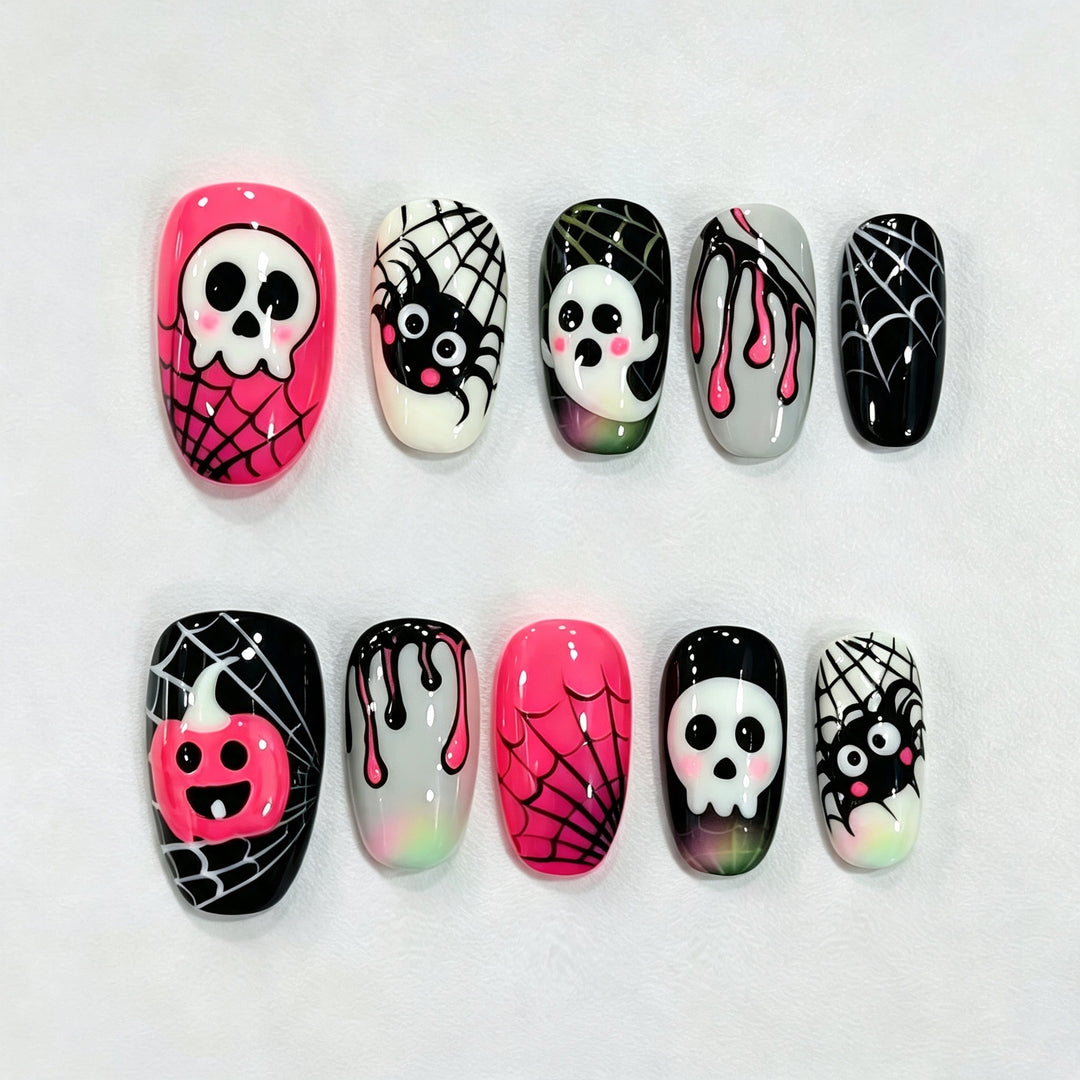 Halloween-Themed Creative Press-On Nail Art Set