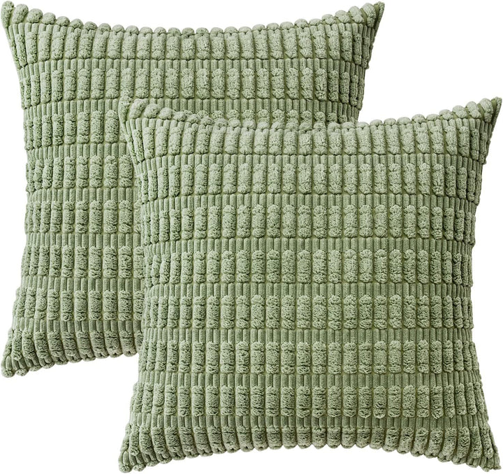Textured Chenille Square Throw Pillow Cover Pair with Raised Grid Tufting