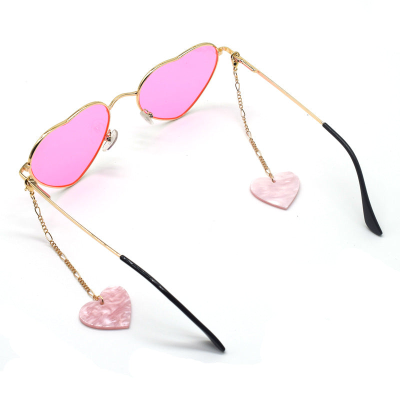 Heart-Shaped Dangle Earrings with Golden Chain Kalsten