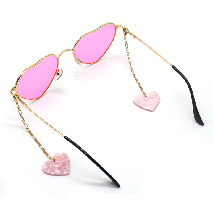 Heart-Shaped Dangle Earrings with Golden Chain Kalsten