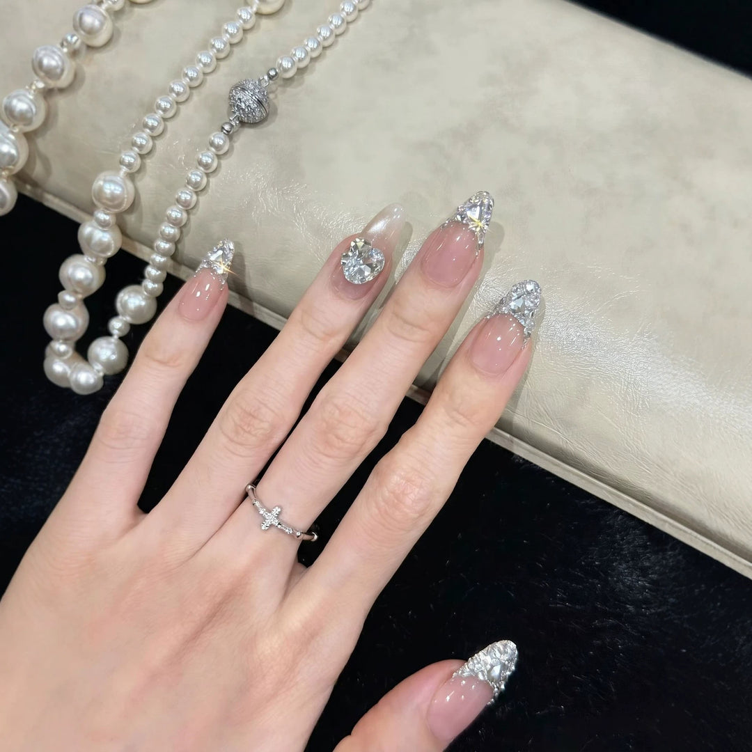 Elegant Rhinestone-Accented Press-On Nail Tips Kalsten