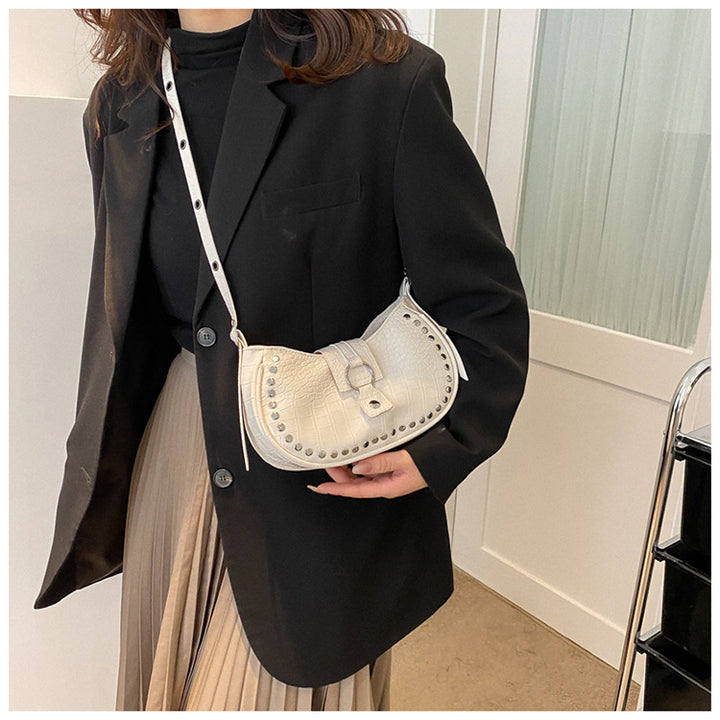 Crocodile-Texture Shoulder Bag