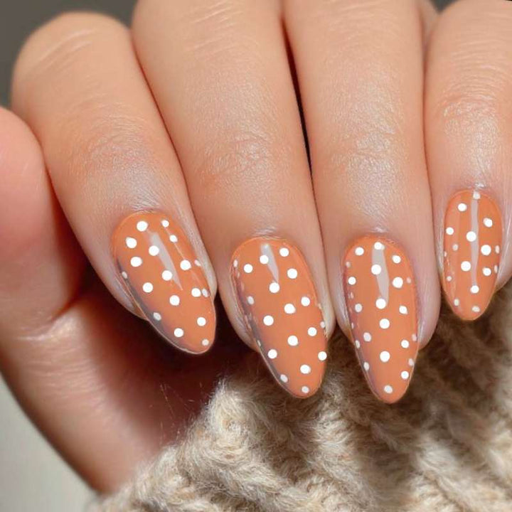 Artistic Press-On Nail Set with Polka Dot Design Kalsten