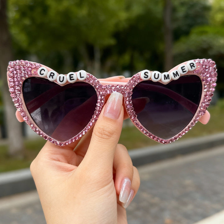 Heart-Frame Rhinestone Sunglasses Kalsten
