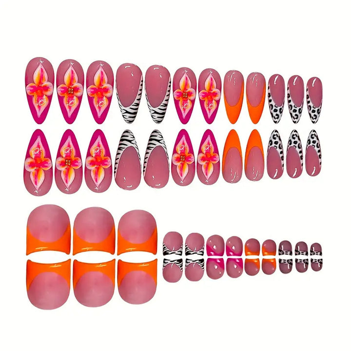 Artistic Floral and Abstract Press-On Nail Set Kalsten