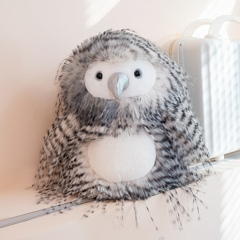Plush Arctic Owl Decorative Stuffed Animal with Speckled Faux-Fur and Embroidered Features Kalsten
