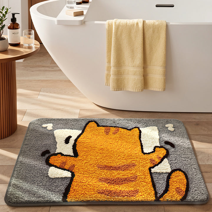 Plush Cartoon Cat Bath Mat