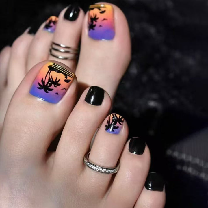 Artistic Summer-Themed Press-On Toenails Kalsten