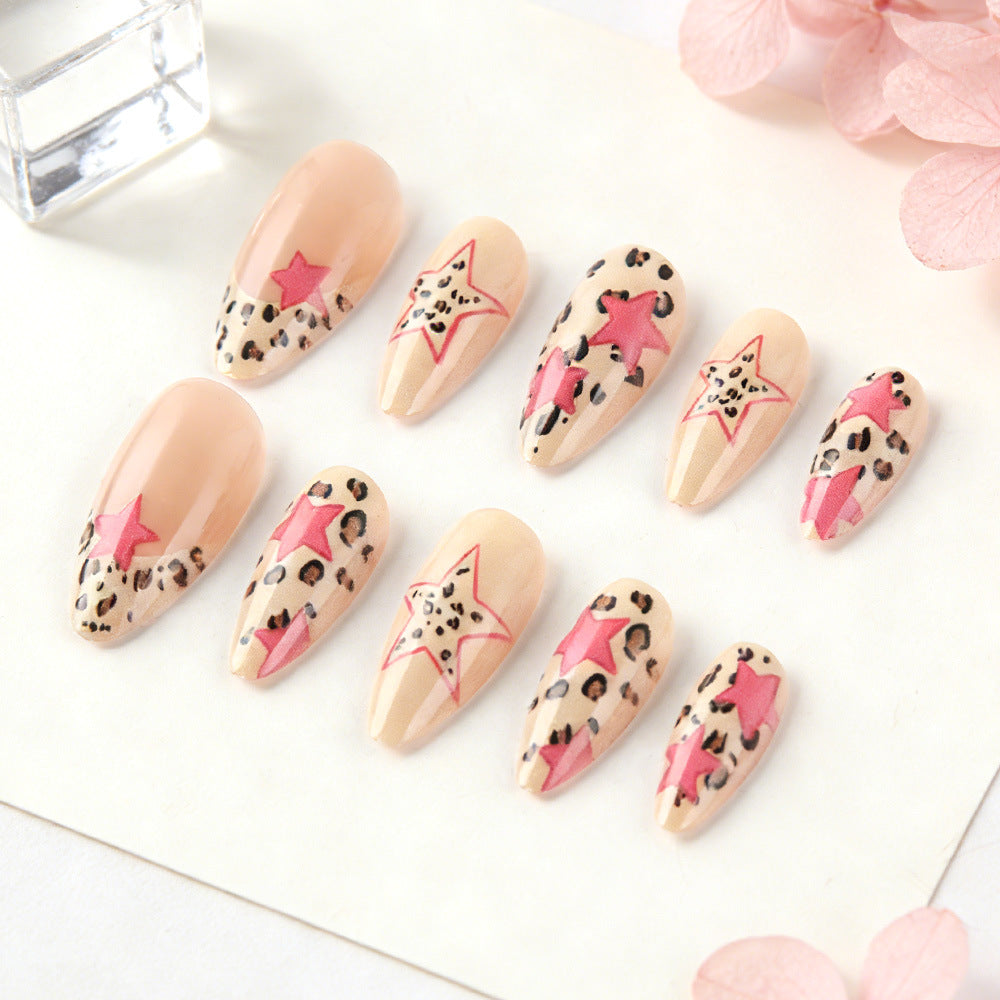 Stylish Star and Leopard Print Press-On Nails Kalsten