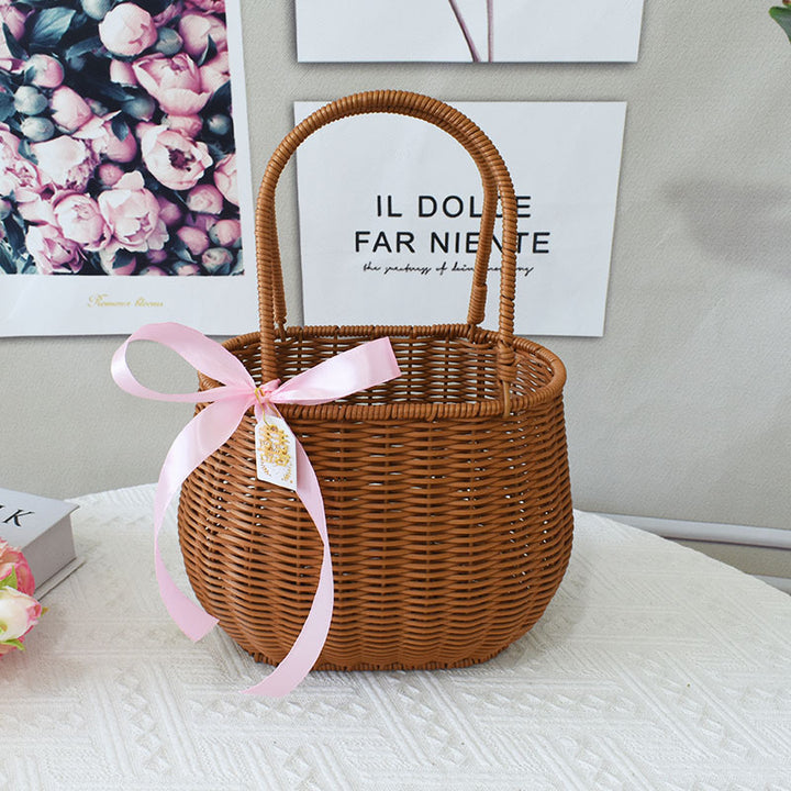Chic Woven Handbag with Pearl Accent Kalsten