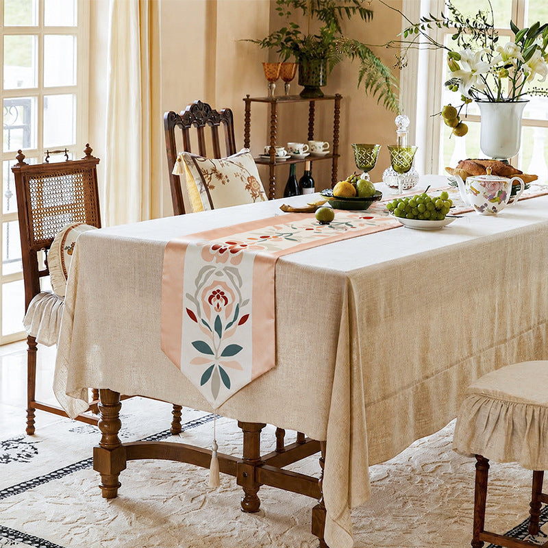 Decorative table runner with oriental tile pattern and tassels Kalsten