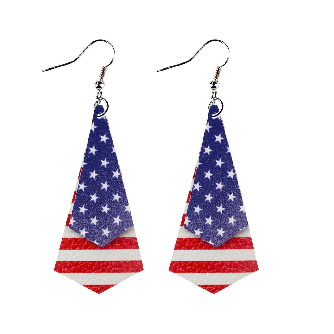 Women's star stripe print faux leather drop earrings with fishhook Kalsten
