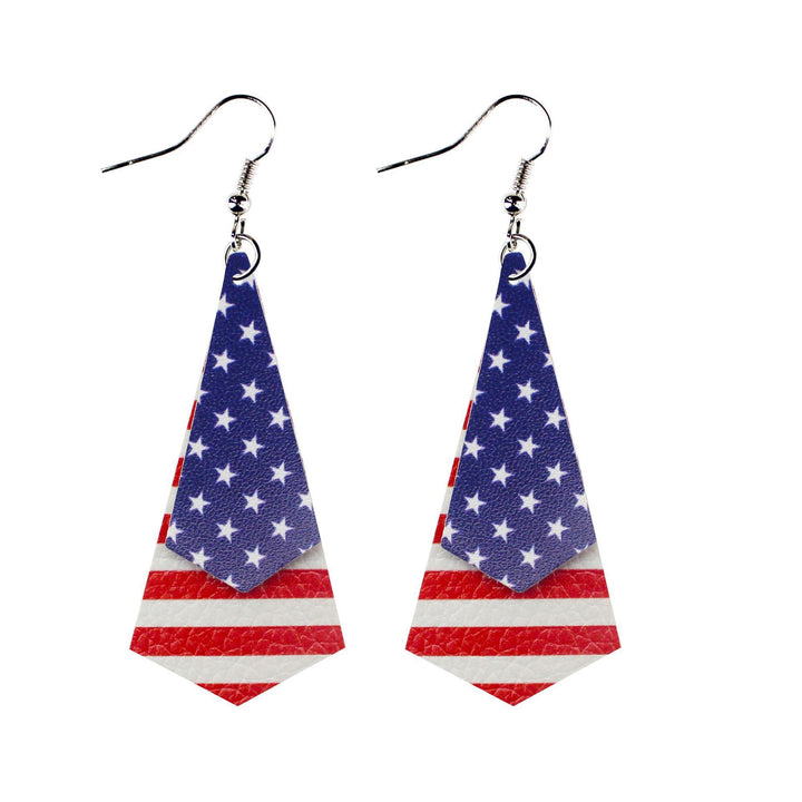 Women's star stripe print faux leather drop earrings with fishhook Kalsten